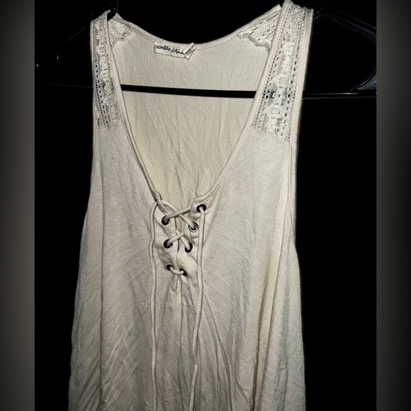Beige/Cream Flowy (Front-Tie) Tilly’s Tank Top - Picture 2 of 4